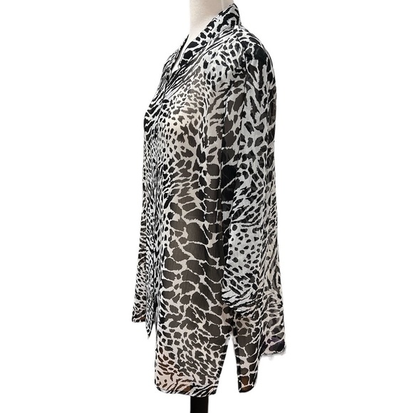 DRAPERS AND DAMONS TUNIC SHEER ANIMAL PRINT BLOUSE - Picture 5 of 6